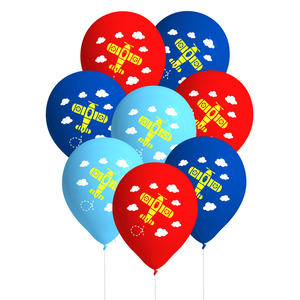 Ballonnen vliegtuig 8 stuks blauw en rood Ballonnen vliegtuig 8 stuks blauw en rood