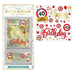 Raamdecoraties 40 jaar verkeersbord 40-delig