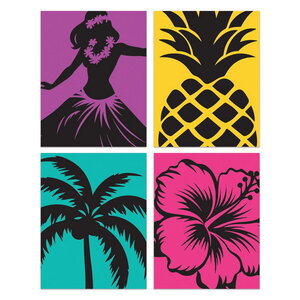 Decoratie Luau Party Hawaii silhouetten 4 stuks