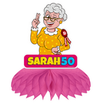 Tafeldecoratie Sarah 50 jaar cartoon