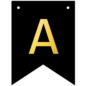 Letter A goudkleurig op zwarte kaart