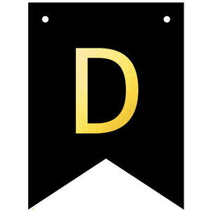 Letter D goudkleurig op zwarte kaart
