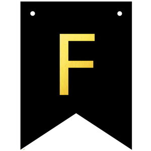 Letter F goudkleurig op zwarte kaart