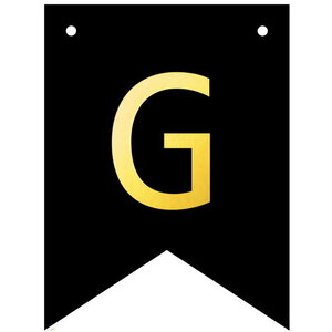 Letter G goudkleurig op zwarte kaart