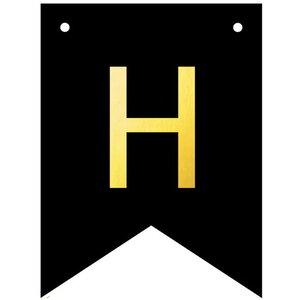 Letter H goudkleurig op zwarte kaart