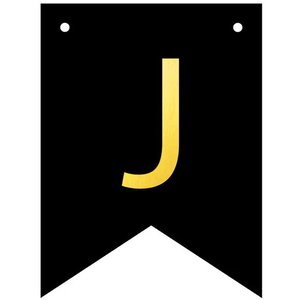 Letter J goudkleurig op zwarte kaart