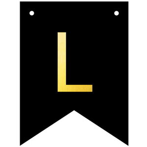 Letter L goudkleurig op zwarte kaart Letter L goudkleurig op zwarte kaart