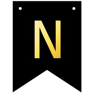 Letter N goudkleurig op zwarte kaart Letter N goudkleurig op zwarte kaart