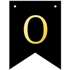Letter O goudkleurig op zwarte kaart