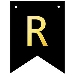 Letter R goudkleurig op zwarte kaart