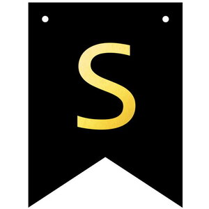 Letter S goudkleurig op zwarte kaart