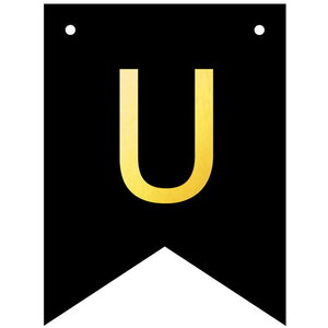 Letter U goudkleurig op zwarte kaart