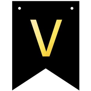 Letter V goudkleurig op zwarte kaart