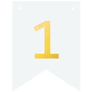 Cijfer 1 goudkleurig op witte kaart