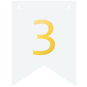 Cijfer 3 goudkleurig op witte kaart