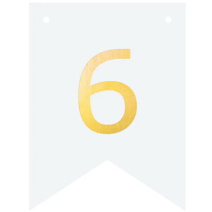 Cijfer 6 goudkleurig op witte kaart