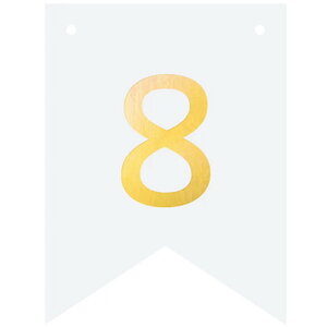 Cijfer 8 goudkleurig op witte kaart