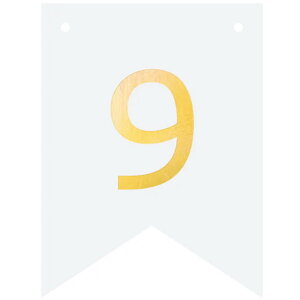Cijfer 9 goudkleurig op witte kaart