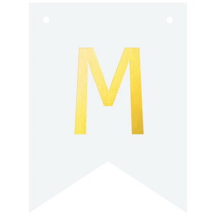 Letter M goudkleurig op witte kaart