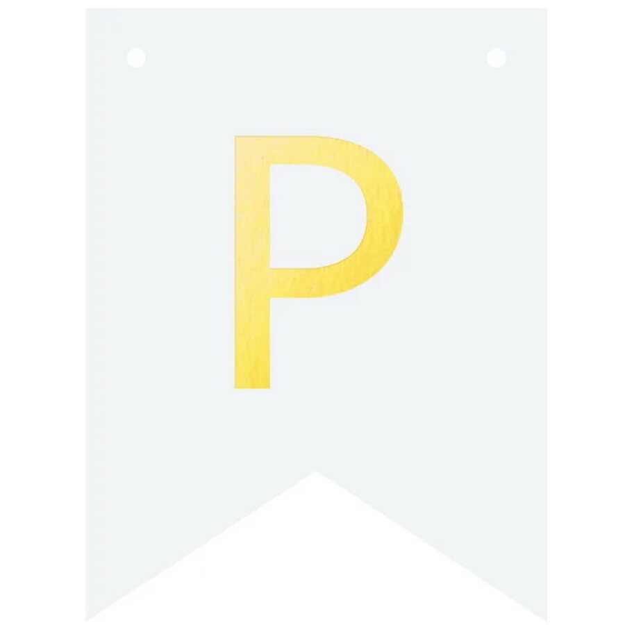 Letter P goudkleurig op witte kaart