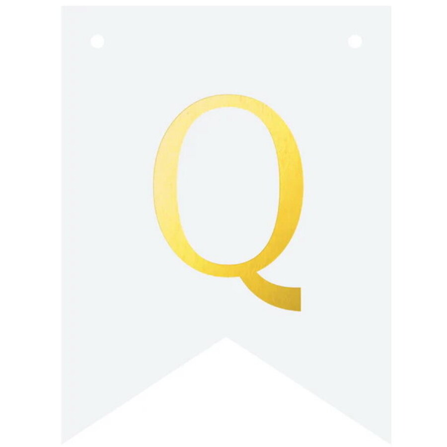 Letter Q goudkleurig op witte kaart