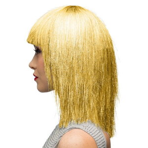Pruik Disco met glitter goudkleurig