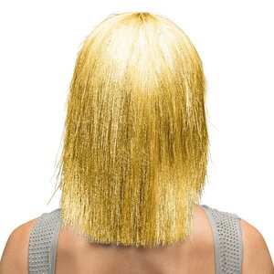 Pruik Disco met glitter goudkleurig