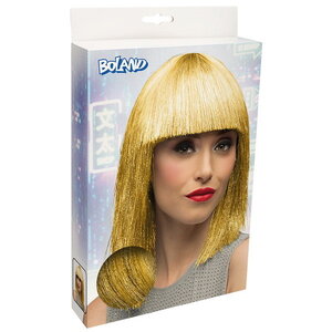 Pruik Disco met glitter goudkleurig