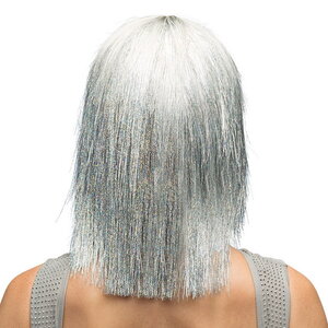 Pruik Disco met glitter zilverkleurig Pruik Disco met glitter zilverkleurig