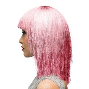Pruik Disco met glitter roze Pruik Disco met glitter roze