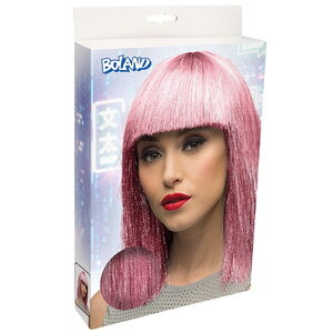 Pruik Disco met glitter roze Pruik Disco met glitter roze