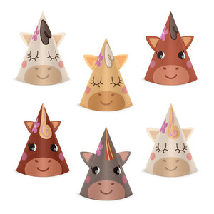 Feesthoedjes paarden party 6 stuks