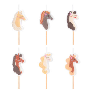 Kaarsjes paarden party 6 stuks