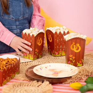 Popcorn bakjes paarden party 6 stuks