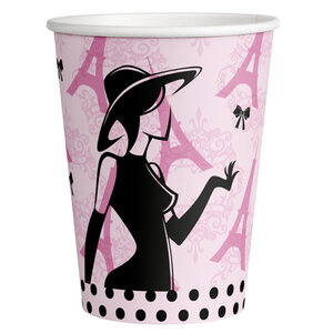 Bekertjes Parijs stijlvol roze 8 stuks Bekertjes Parijs stijlvol roze 8 stuks