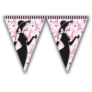 Vlaggenlijn Parijs stijlvol papier roze 3 meter Vlaggenlijn Parijs stijlvol papier roze 3 meter