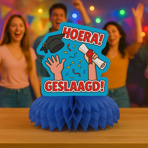 Tafeldecoratie Hoera geslaagd 19cm x 16.5cm