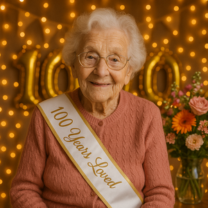 Sjerp 100 jaar luxe wit met goudkleurige letters Sjerp 100 jaar luxe wit met goudkleurige letters