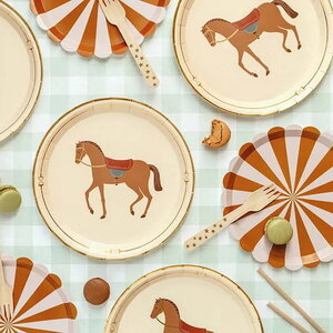 Bordjes paard met goudkleurige rand 6 stuks