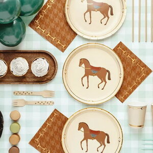 Bordjes paard met goudkleurige rand 6 stuks
