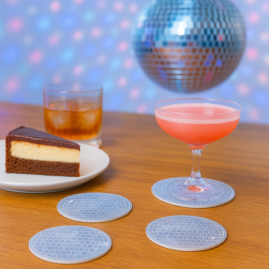 Onderzetters discoballen 8 stuks