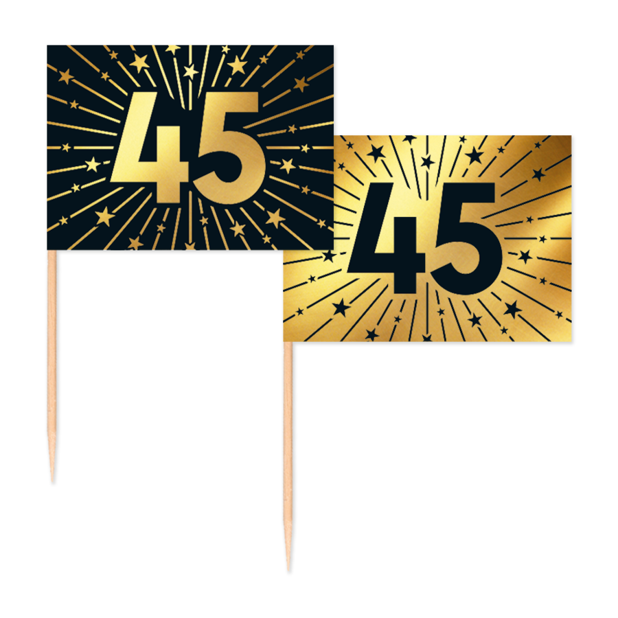 Prikkers 45 jaar goud zwart 50 stuks