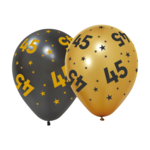 Ballonnen 45 jaar zwart goud 6 stuks