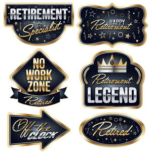 Decoraties pensioen 6 stuks