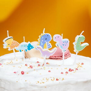 Kaarsjes Dinosaurus Rainbow 6 stuks