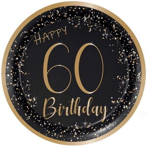 Bordjes 60 jaar zwart goud 8 stuks