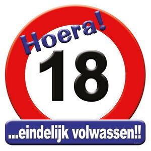 Schild Hoera 18 jaar groot Schild Hoera 18 jaar groot
