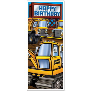 Deurposter Bouwauto's Happy Birthday