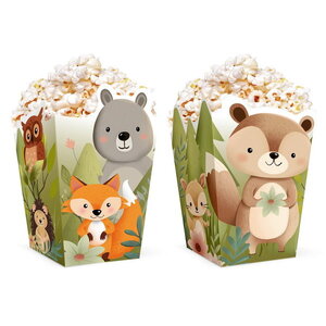 Popcorn bakjes Bosdieren 6 stuks