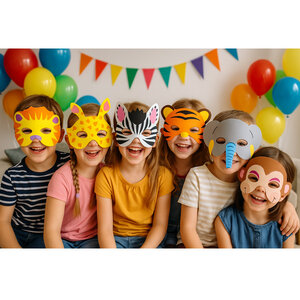 Maskers Safari dieren 6 stuks